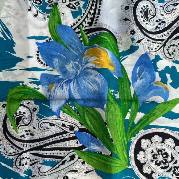 Oscar de la Renta Vintage Silk Floral Scarf 30" 1980s - Picture 6 of 10